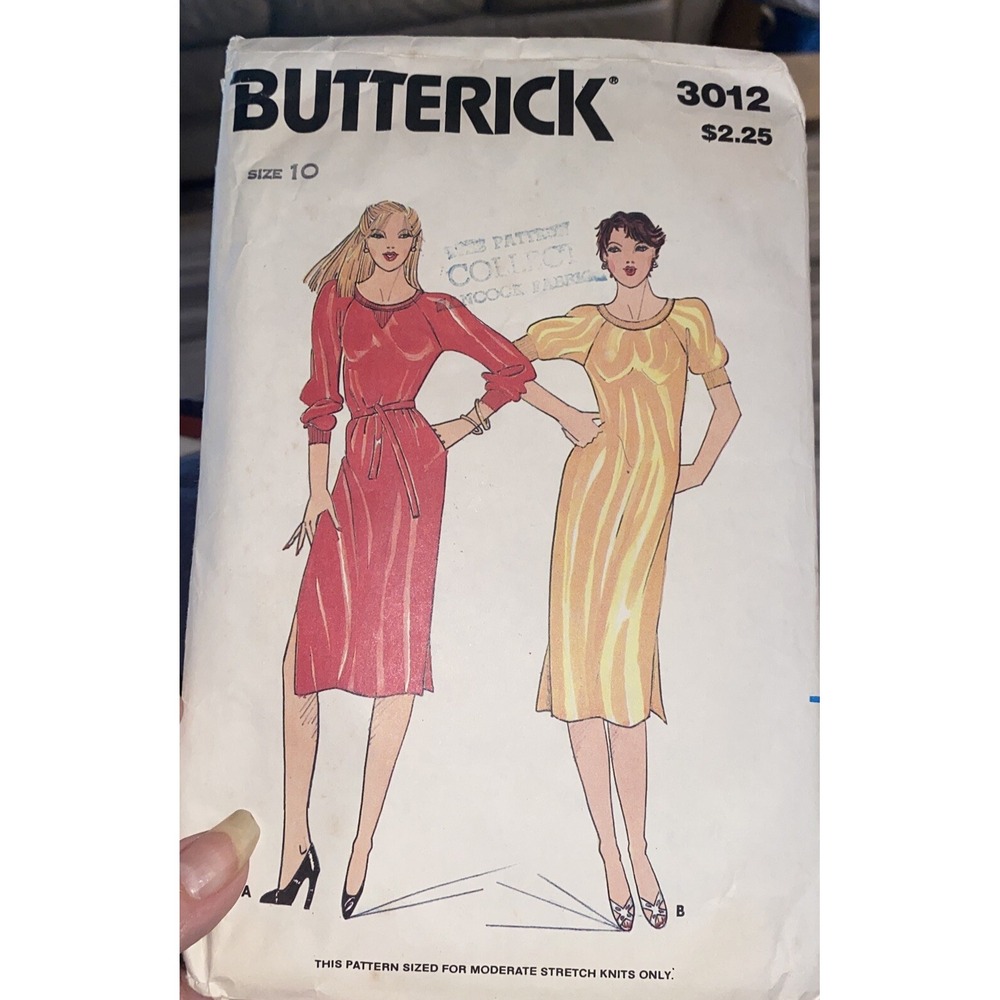 Vintage Butterick 3012 Dress Sewing Pattern Size 10 Cut Complete Retro Knit